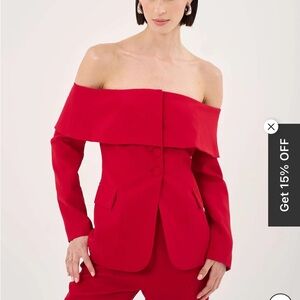 Anthropologie Maeve Off the Shoulder top Red.